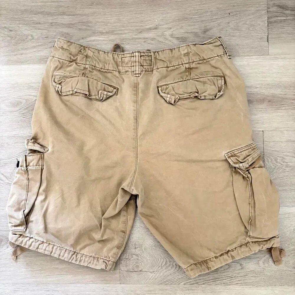 Vintage Y2K Abercrombie-fitch Men's Tan and Brown Cargo Shorts Size 33